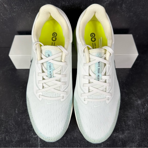 AIR ZOOM INFINITY TOUR NEXT% MENS SPIKED GOLF SHOES SIZE 8.5 WHITE GREEN NEW - Picture 2 of 10